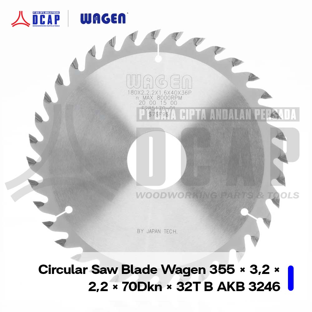 Circular Saw Blade Wagen 355 × 3.2 × 2.2 × 70Dkn × 32T B AKB 3246