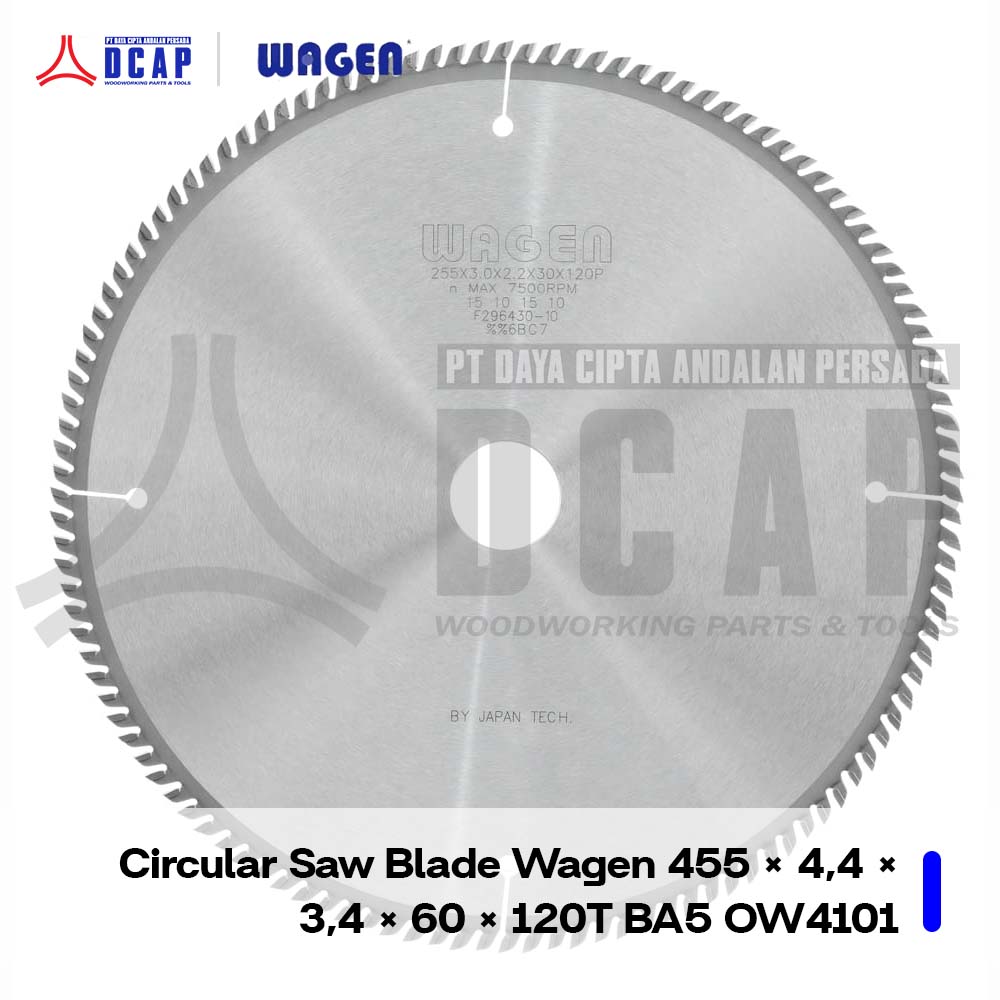 Jual Circular Saw Blade Wagen 455 × 4.4 × 3.4 × 60 × 120T BA5 OW4101